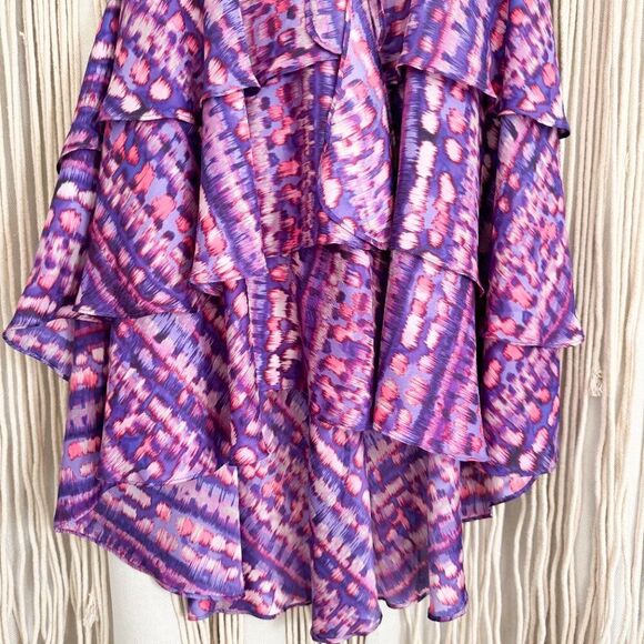 Cache Tiered Purple Print Skirt NWT Women’s Small - Picture 4 of 6